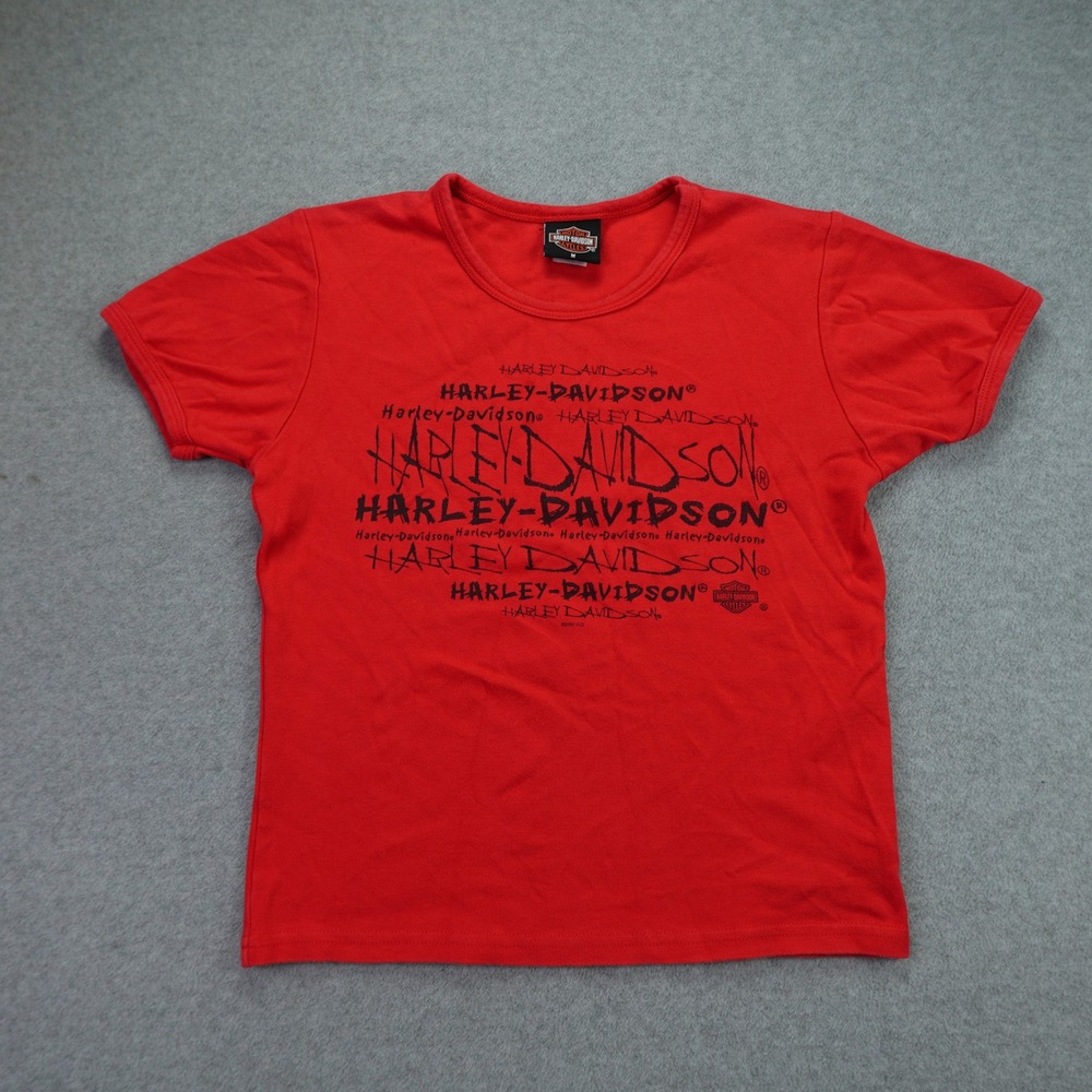 Harley-Davidson Shirt Womens Medium Red Graphic Tee Short Sleeve Racine WI